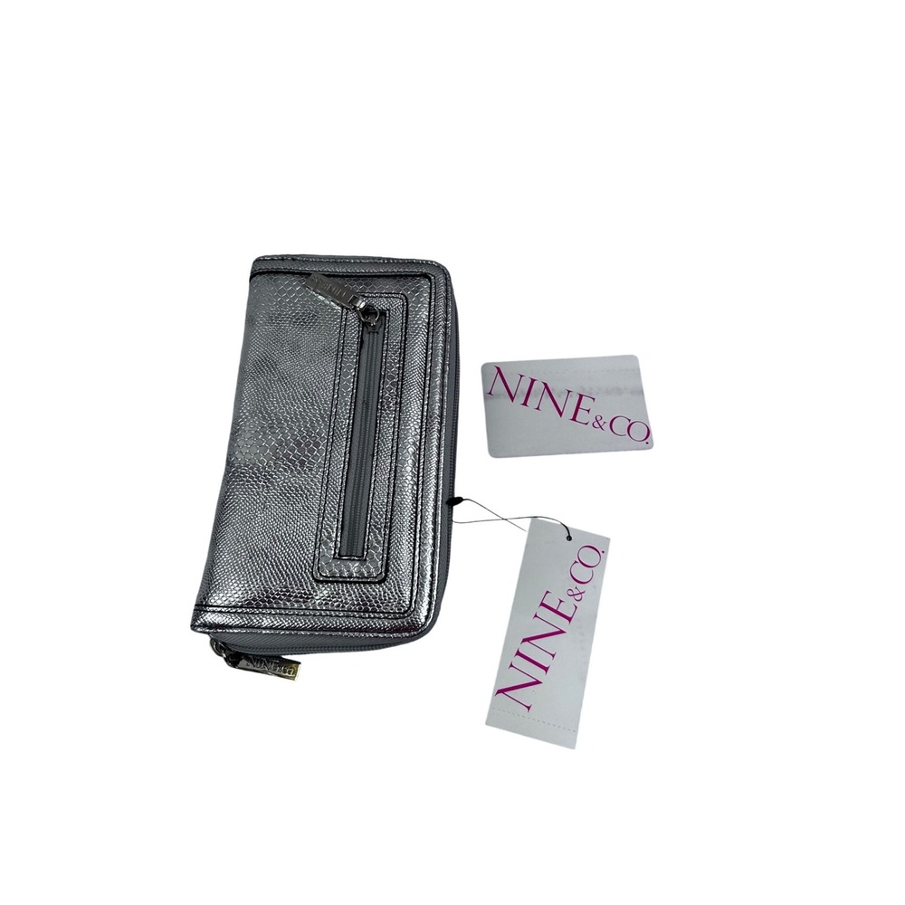 Nine & Co Wallet One Size Silver Snakeskin Zip Around Let It Shine SLG Women